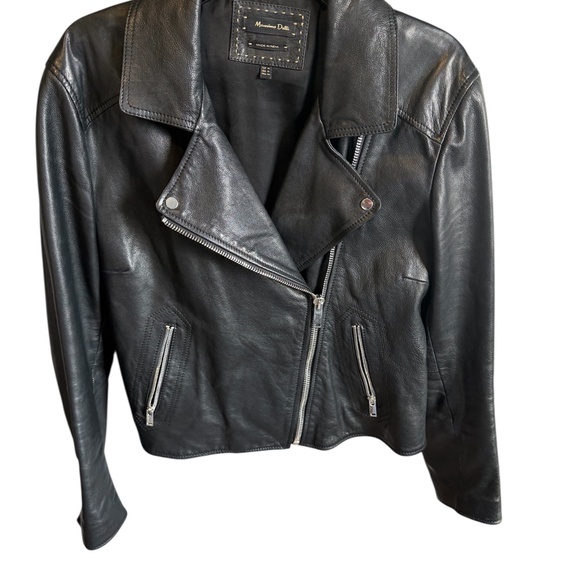 Massimo Dutti Genuine Leather Moto Jacket – Women’s XL - Picture 3 of 4